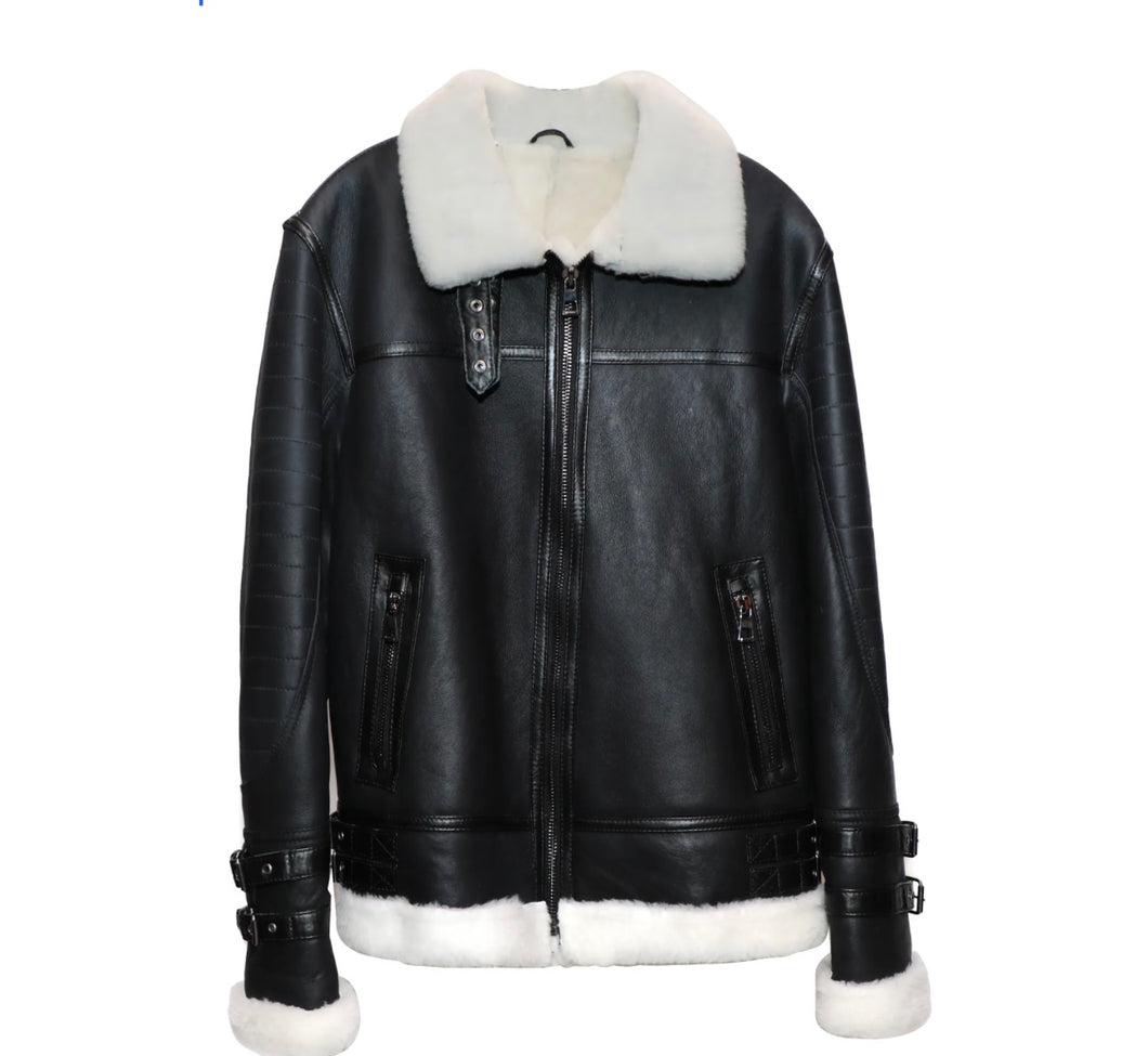 CLASSIC BLACK & WHITE SHEEPSKIN SHEARLING